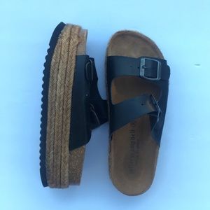 Jeffrey campbell Black Birkenstock platform sandal